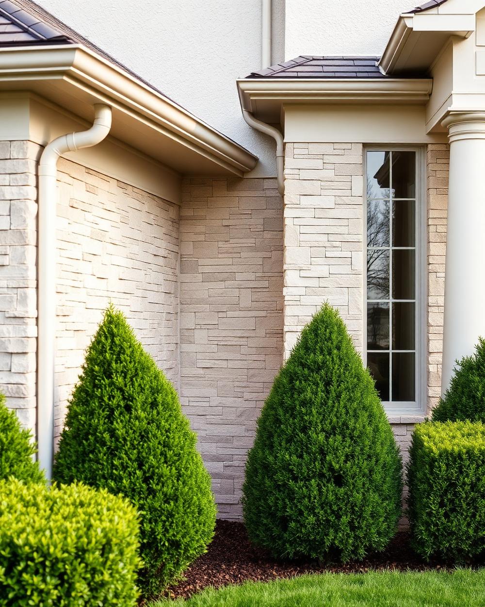 Clean stone exterior detail on a Central Texas home