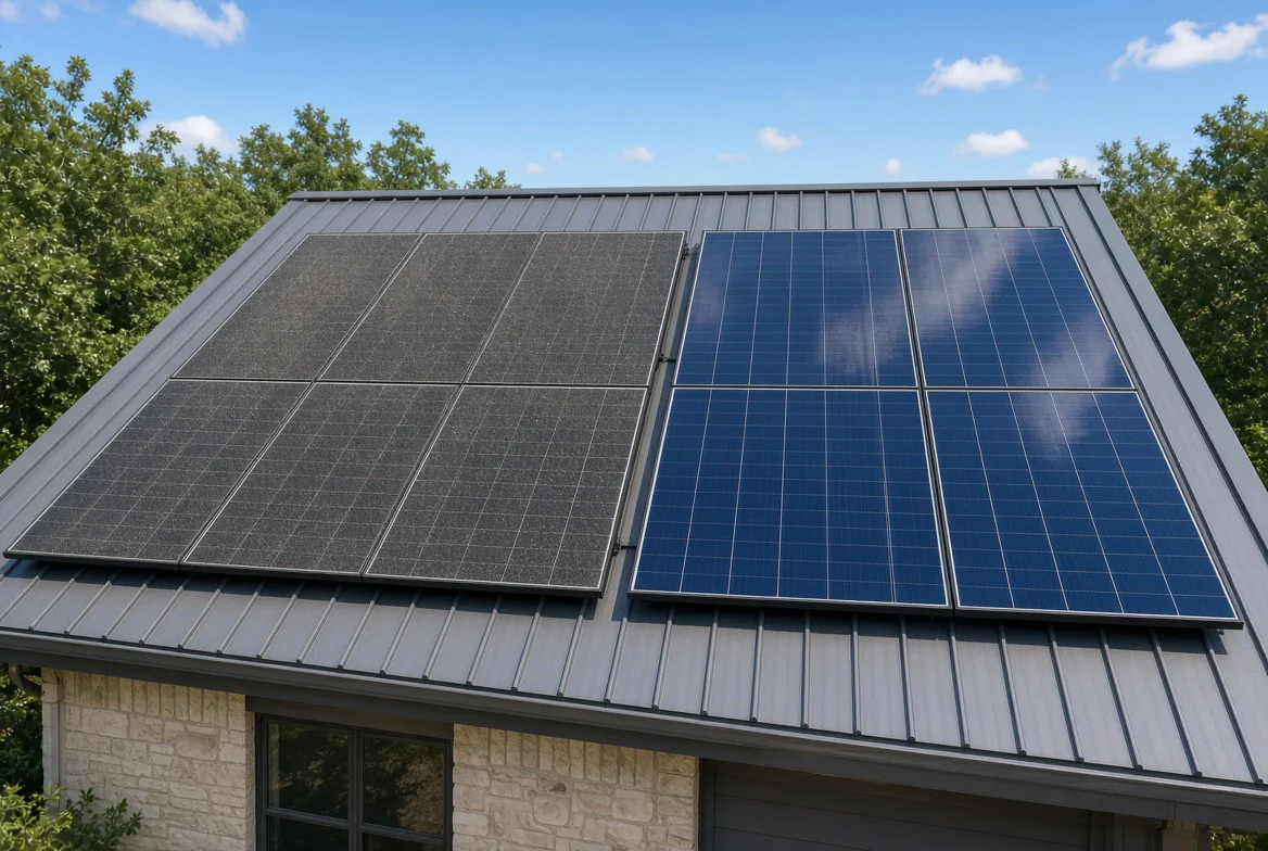 Central Texas home with clean rooftop solar panels